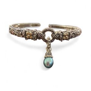 Barbara Bixby Elegant Silver and Gold Bracelet with Blue Pearl